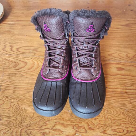 NIKE WOMEN ACG HIKING BOOT DUCK GORPCORE OUTDOOR TRAILS LUNARSTORM BROWN PINK 9 - Picture 2 of 9